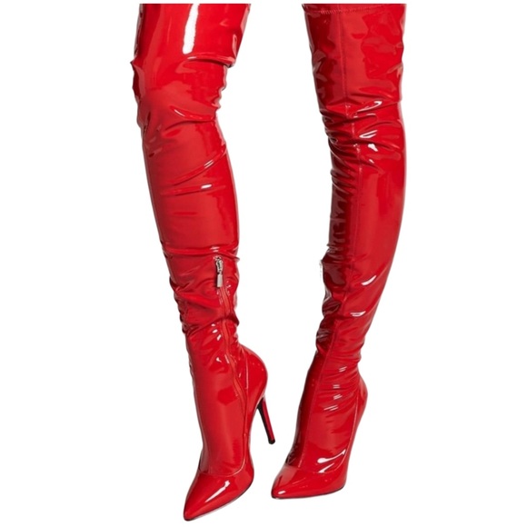 OFFERS ACCEPTED 😍 Red Patent Heel Boot 💋 - Picture 1 of 3